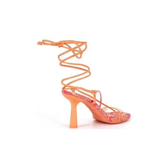 NWT! Antonio Melani Barden Lace-Up Dress Sandals - Citrus Peach - Picture 3 of 5